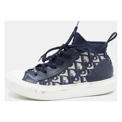 Dior Navy Blue Canvas and Leather Walk'n'Dior Sneakers Size