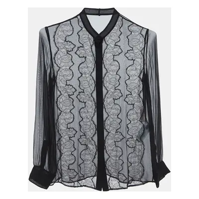 Valentino Black Silk & Lace Blouse