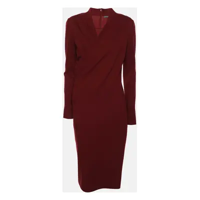 Alexander McQueen Burgundy Fabric Midi Dress