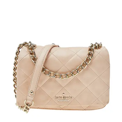 Kate Spade Beige Quilted Leather Mini Emerson Place Vivenna Shoulder Bag