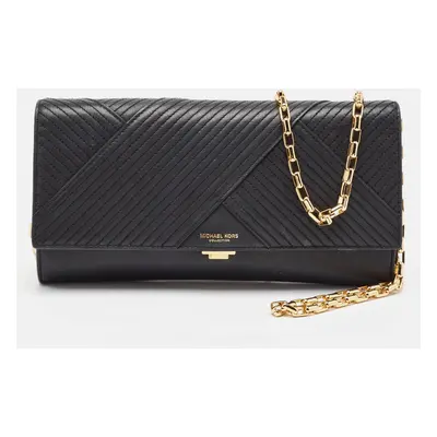 MICHAEL Michael Kors Quilted Black Leather Flap Chain Clutch