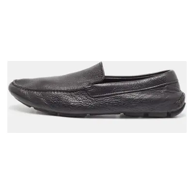 Prada Black Leather Slip On Loafers Size