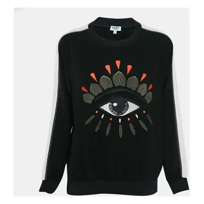 Kenzo Black Eye Logo Embroidered Crepe Sweatshirt