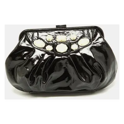 Moschino Black Patent Leather Clutch