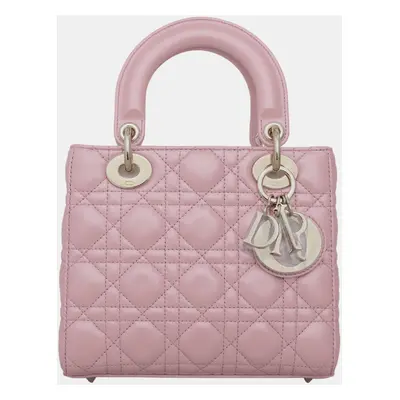 Christian Dior Melocoton Pink Pearlescent Cannage Lambksin Small Lady Dior Bag