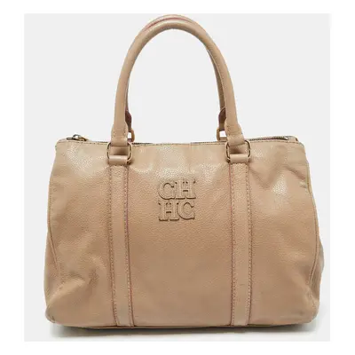 CH Carolina Herrera Beige Leather Matteo Satchel