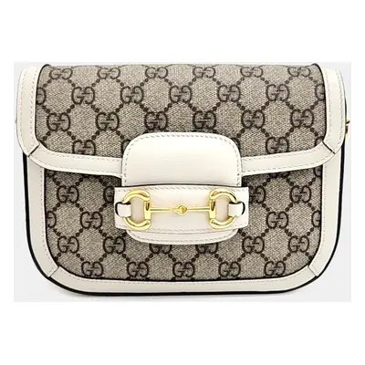 Gucci Beige/Ivory GG Canvas and Leather Horsebit Mini Bag