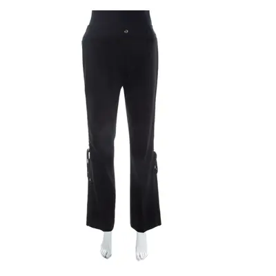 Dior Black Wool Braided Trim Flared Trousers