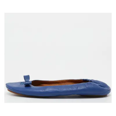 Fendi Blue Leather Let's Dance Bow Ballet Flats Size 39.5