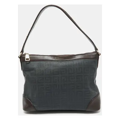 Givenchy Grey/Dark Brown Monogram Coated Canvas and Leather Hobo