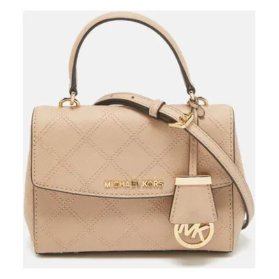 Michael Kors Beige Quilted Leather Extra Small Ava Top Handle Bag