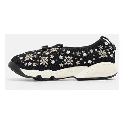 Dior Black Mesh Crystal Embellished Fusion Sneakers Size 36.5