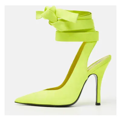 The Attico Green Suede Venus Ankle Wrap Pumps Size