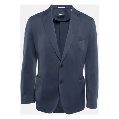 Boss By Hugo Boss Blue Stretch Knit Micro-Patterned Blazer