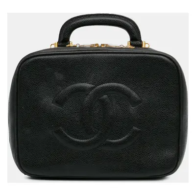 Chanel Black Caviar Leather Vanity Case Bag