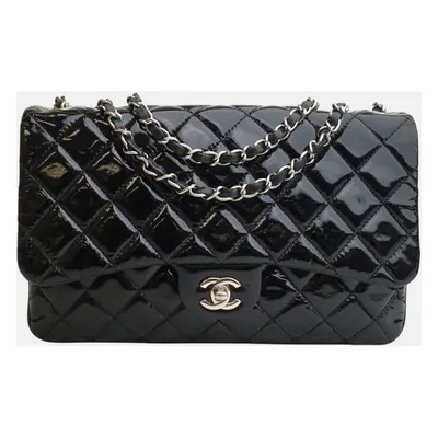 Chanel Black Patent Leather Classic Double Flap Shoulder Bag