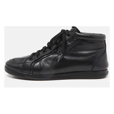 Prada Sports Black Leather Lace Up Sneakers Size