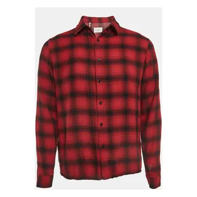 Sandro Red Plaid Cotton Long Sleeve Shirt