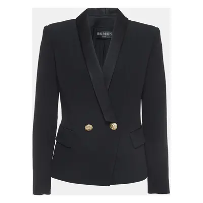 Balmain Black Crepe Double Breasted Blazer