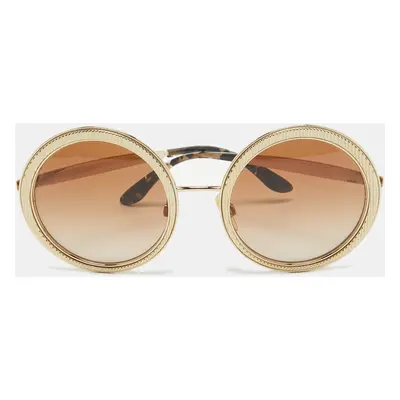 Dolce & Gabbana Gold/Brown Gradient DG2179 Frame Round Sunglasses