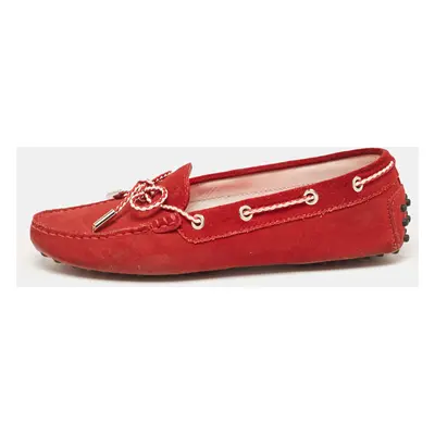 Tod's Red Suede Gommino Slip On Loafers Size