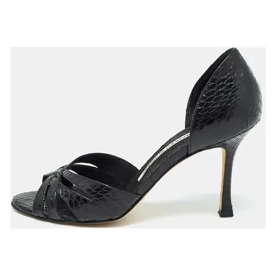 Manolo Blahnik Black Watersnake Blanchido Pumps Size 36.5