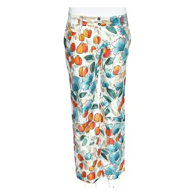 Dolce & Gabbana Multicolor Watercolor Painted Silk Trousers