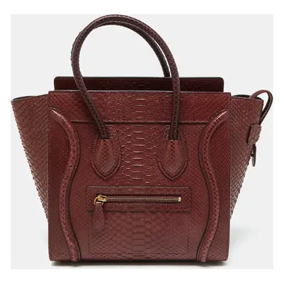 Celine Dark Burgundy Python Micro Luggage Tote