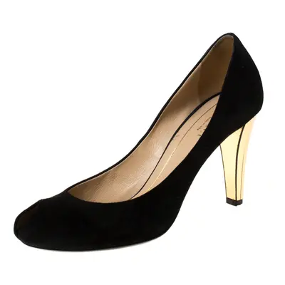 Gucci Black Suede Peep Toe Pumps Size 38.5