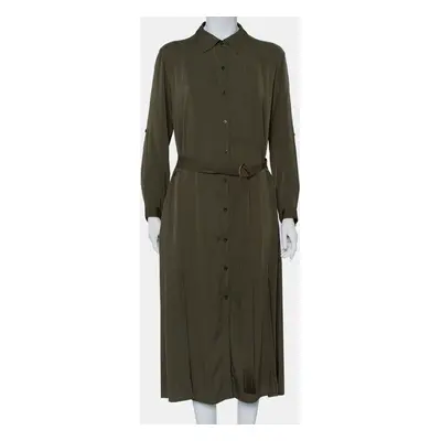 Diane Von Furstenberg Military Green Silk Belted Clarise Dress