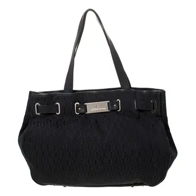 Aigner Black Signature Canvas and Leather Tote