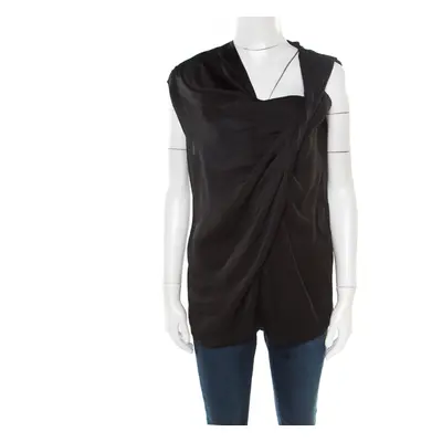 Lanvin Black Draped Sleeveless Top