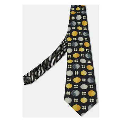 Gianni Versace Black Printed Textured Silk Tie