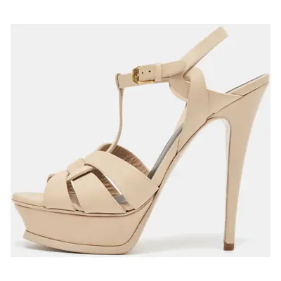 Saint Laurent Beige Leather Tribute Sandals Size