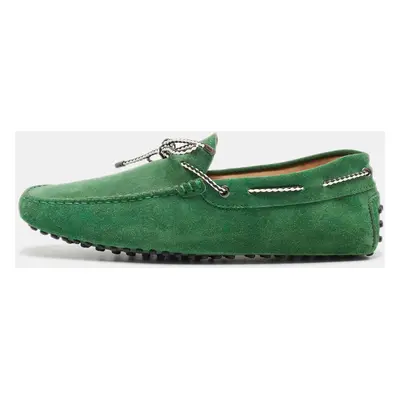 Tod's Green Suede Gommini Bow Loafers Size