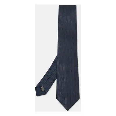 Ermenegildo Zegna Navy Blue Floral Patterned Silk Tie