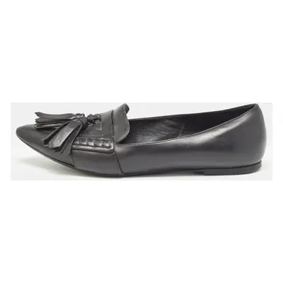 Burberry Black Leather Tassel Pointed Toe Ballet Flats Size