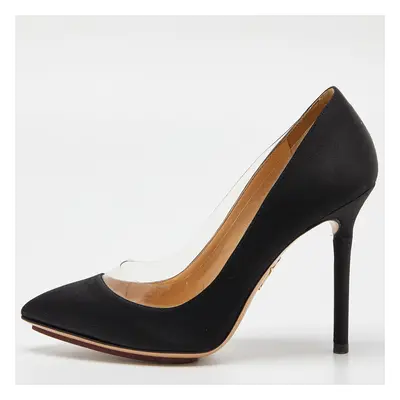 Charlotte Olympia Black Satin Party Monroe Pumps Size 36.5