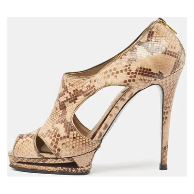 Le Silla Two Tone Snakeskin Cut Out Open Toe Pumps Size