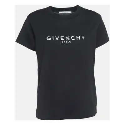 Givenchy Black Blurred Logo Print Half Sleeve T-Shirt