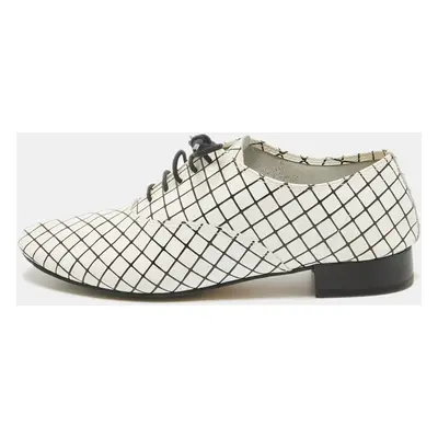 Repetto White/Black Printed Leather Derby Size