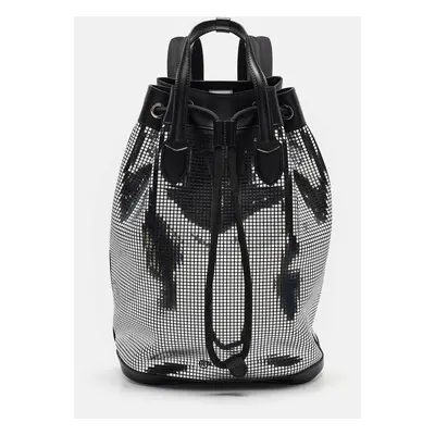 Burberry Black/Silver Mirror Effect Suede and Leather Backpack