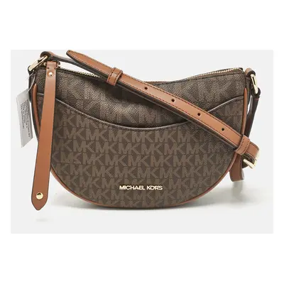 Michael Kors Brown Signature Coated Canvas Dover Crossbody Bag