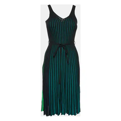 Kenzo Black/Multicolor Rib Knit Jersey Two-Toned Sleeveless Dress