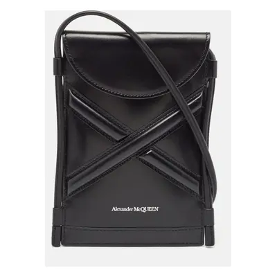 Alexander McQueen Black Leather Micro The Curve Crossbody Bag