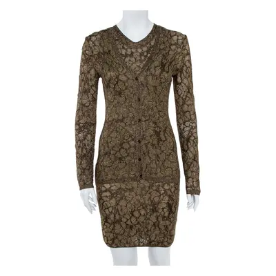 M Missoni Gold Lurex Knit Cardigan & Midi Dress Set