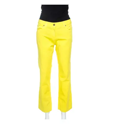 Roberto Cavalli Yellow Denim Embroidered Back Pocket Jeans