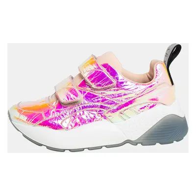 Stella McCartney Multicolor Holographic Faux Leather Velcro Strap Sneakers Size