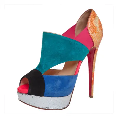 Christian Louboutin Multicolour Python Leather And Suede Pitou Pumps Size 37.5