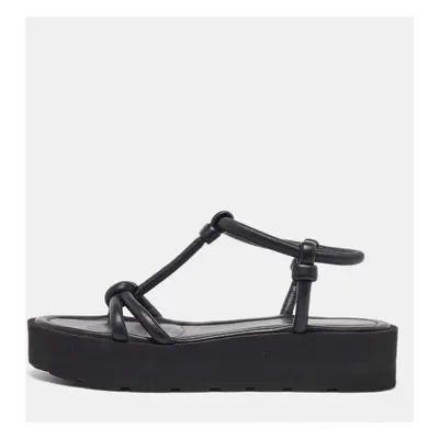 Gianvito Rossi Black Leather Marine Platform Sandals Size